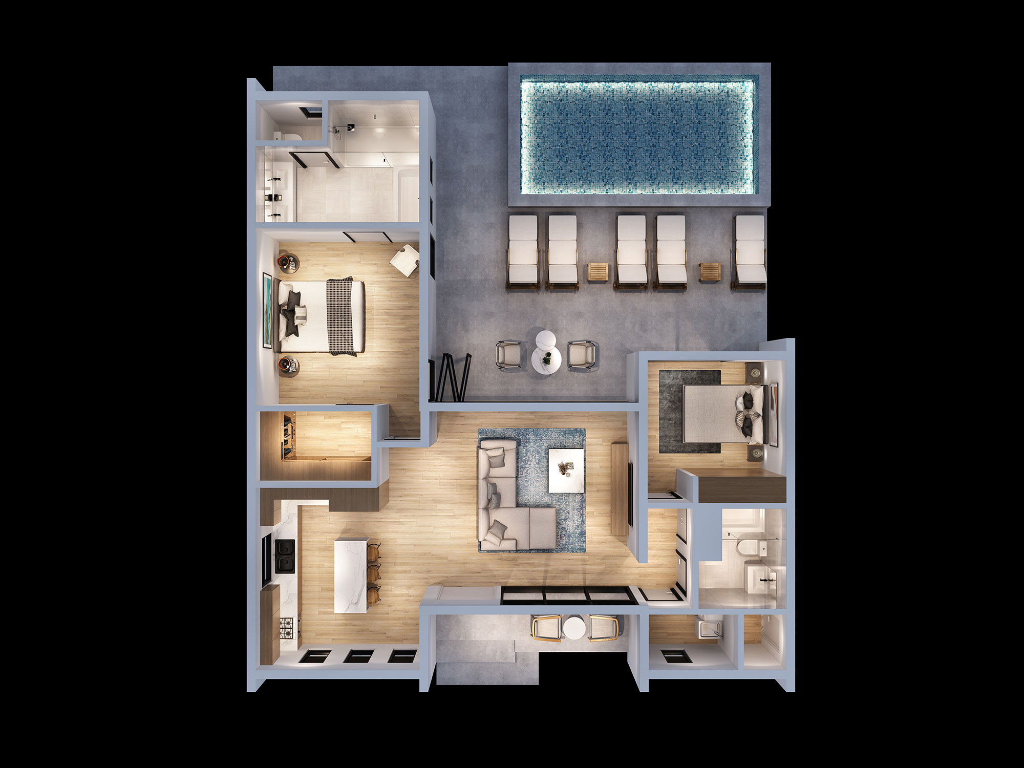 Modern bungalow floor plan layout